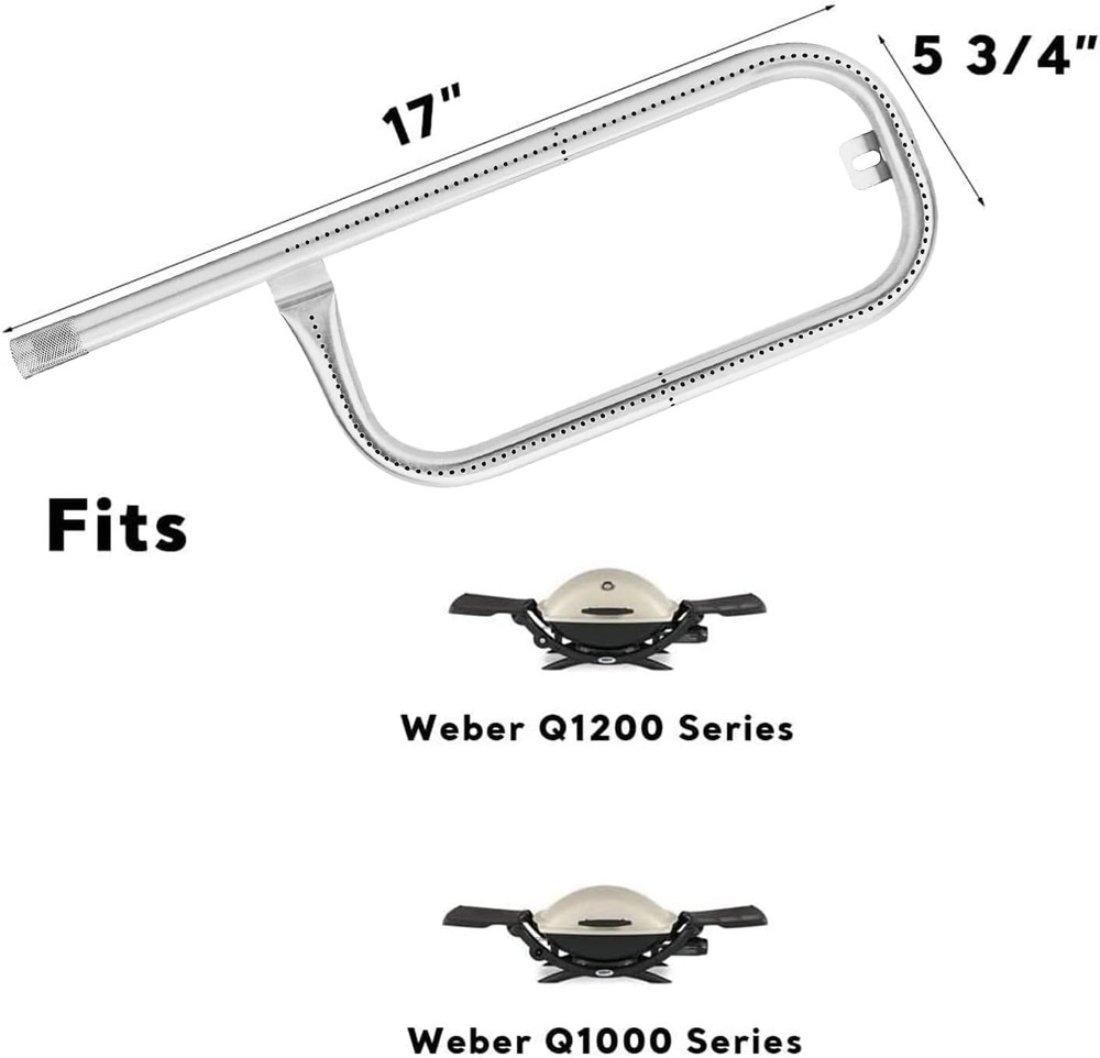 17″ Grill Burner Tube for Weber Q1200 Q1000 Q100 Q120 304 Stainless Steel Baby Q