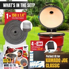 Wire Mesh Gasket Kit Fit for Kamado Joe Classic – 150″ Fiberglass Gasket Repl…