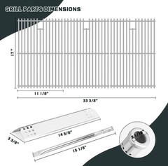 Nexgrill 720-0896 6 Burner Grill Parts Kit Grates Heat Plates Burners No Wires