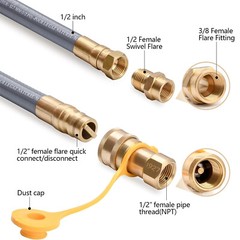 Natural Gas Quick Connect Hose 25 Ft 1/2″ Low Pressure Gas Hose w/Conversion Kit