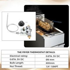 Gas Fryer Thermostat Kit Compatible with Pit-co P5047588 GSA60301800 4290-006