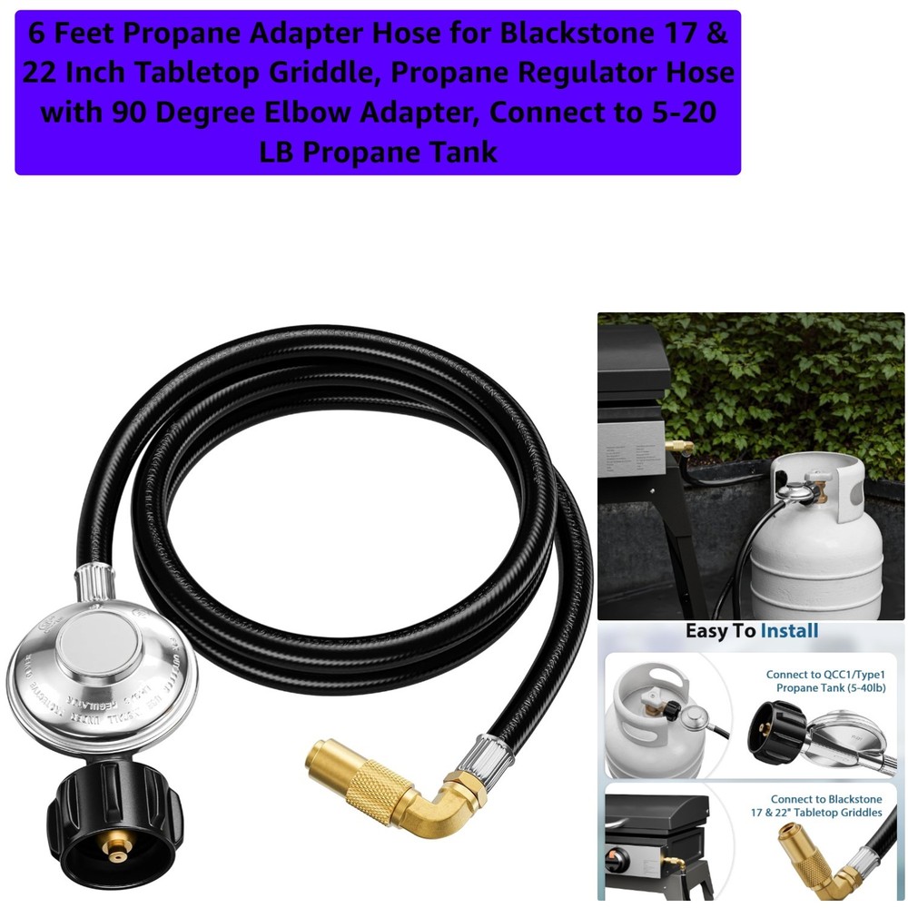 Weather-Resistant 6ft Propane Hose for Blackstone Griddles – Reliable & Durable