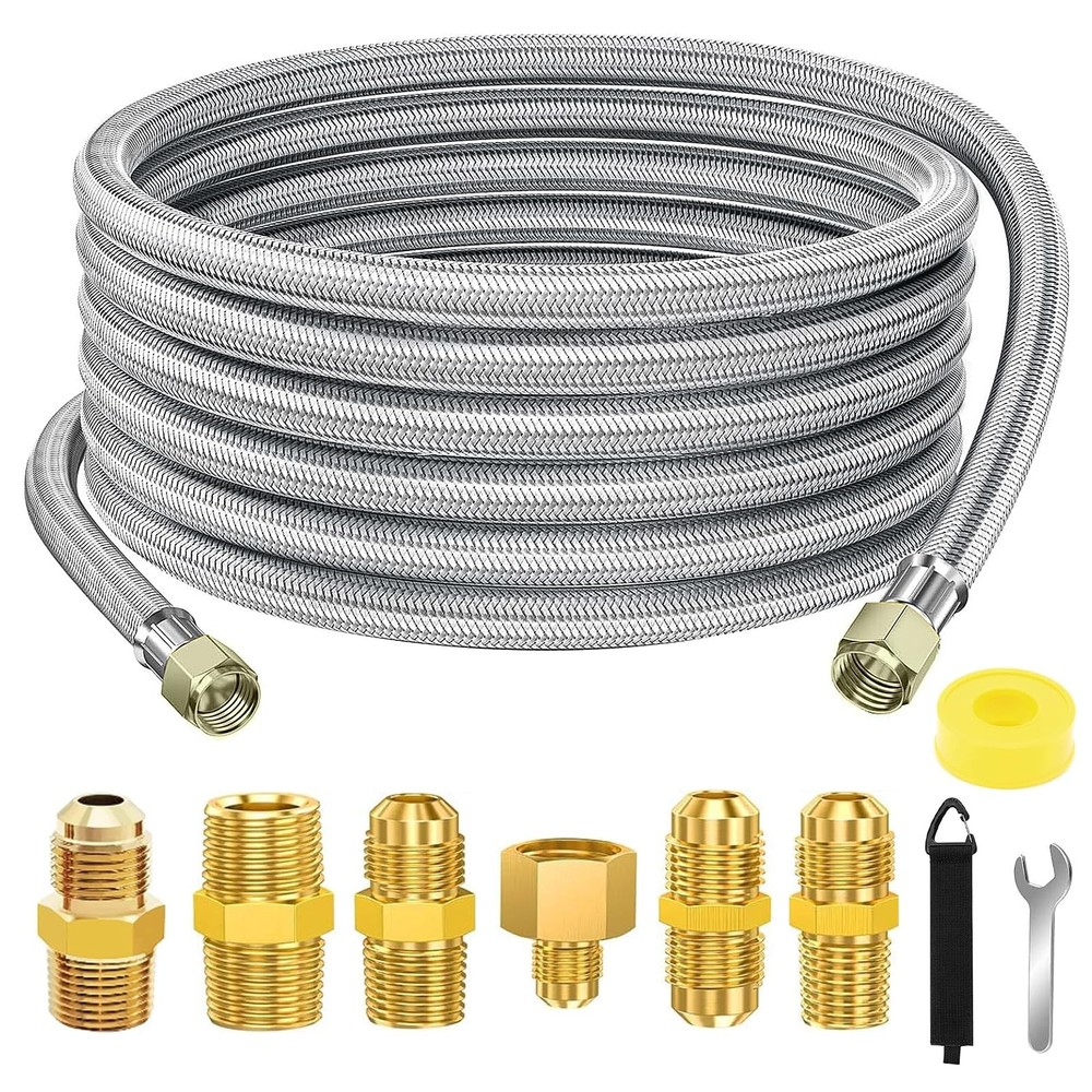 24 FT Propane Hose Extension – High Pressure Braided Gas Line for Grill/Fire Pit