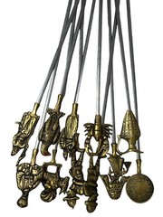 VTG 16 Shish Kebab: 11 Stainless Steel SkewersBrass Handles Turkey 5 Makers Mark
