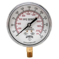 Winters PFE Series Dual Scale Sprinkler Pressure Gauge, 3-1/2″ Dial, 0-300
