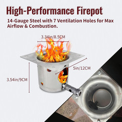 Heavy Duty Fire Burn Pot and AC Hot Rod Igniter Kit for Pit Boss Traeger Camp