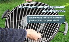 304 Stainless Steel Hinged Cooking Grate for 22 in Weber Charcoal Grills 21.5 in