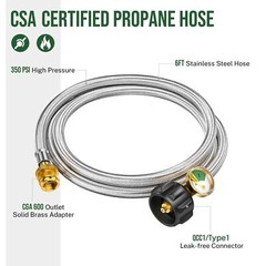 6FT Propane Hose Adapter 5lb to 40lb with Gauge for CGA 600 Outlet,QCC1/ Type 1