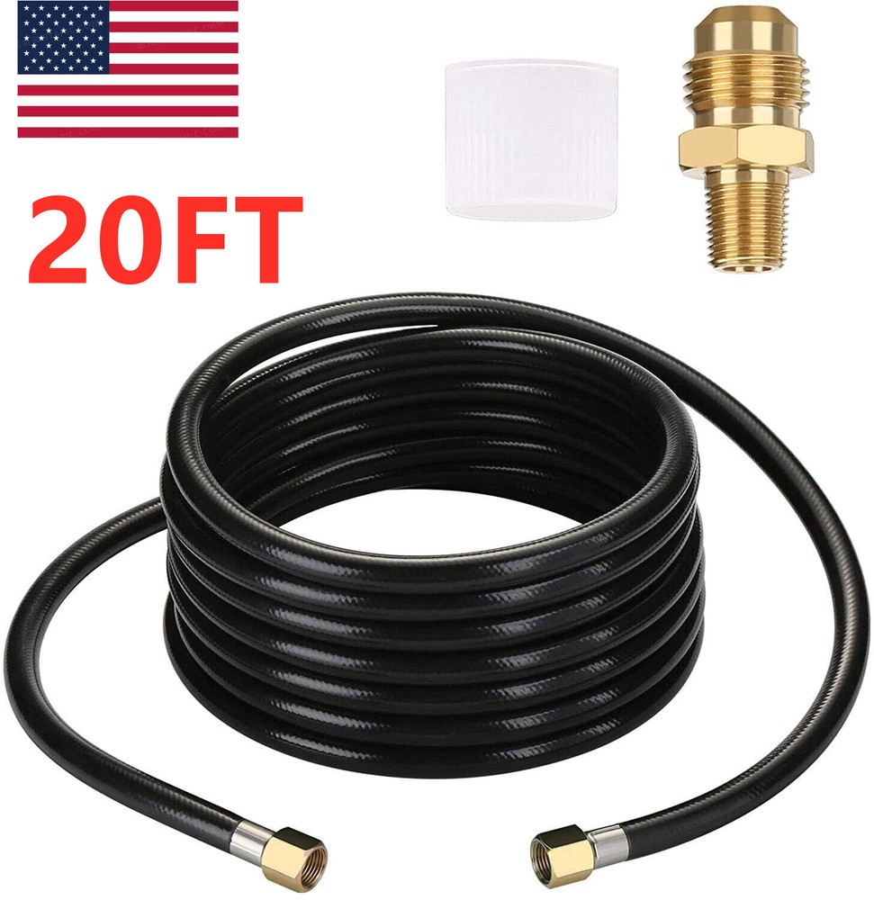 20FT Propane Hose Assembly & Both 3/8″ Female Flare for Gas Grill Pipe Fitting