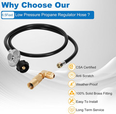 6.5 Feet Propane Regulator and Hose with Elbow Adaptor for Blackstone 17″ and 22