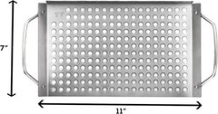 76631 Stainless Steel Grill Topper Grid 11″x7″ BBQ Pan With Handles