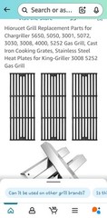 Chargriller 3008 5050 5252 3001 5650 4000 Cooking Grates And Heating Plates