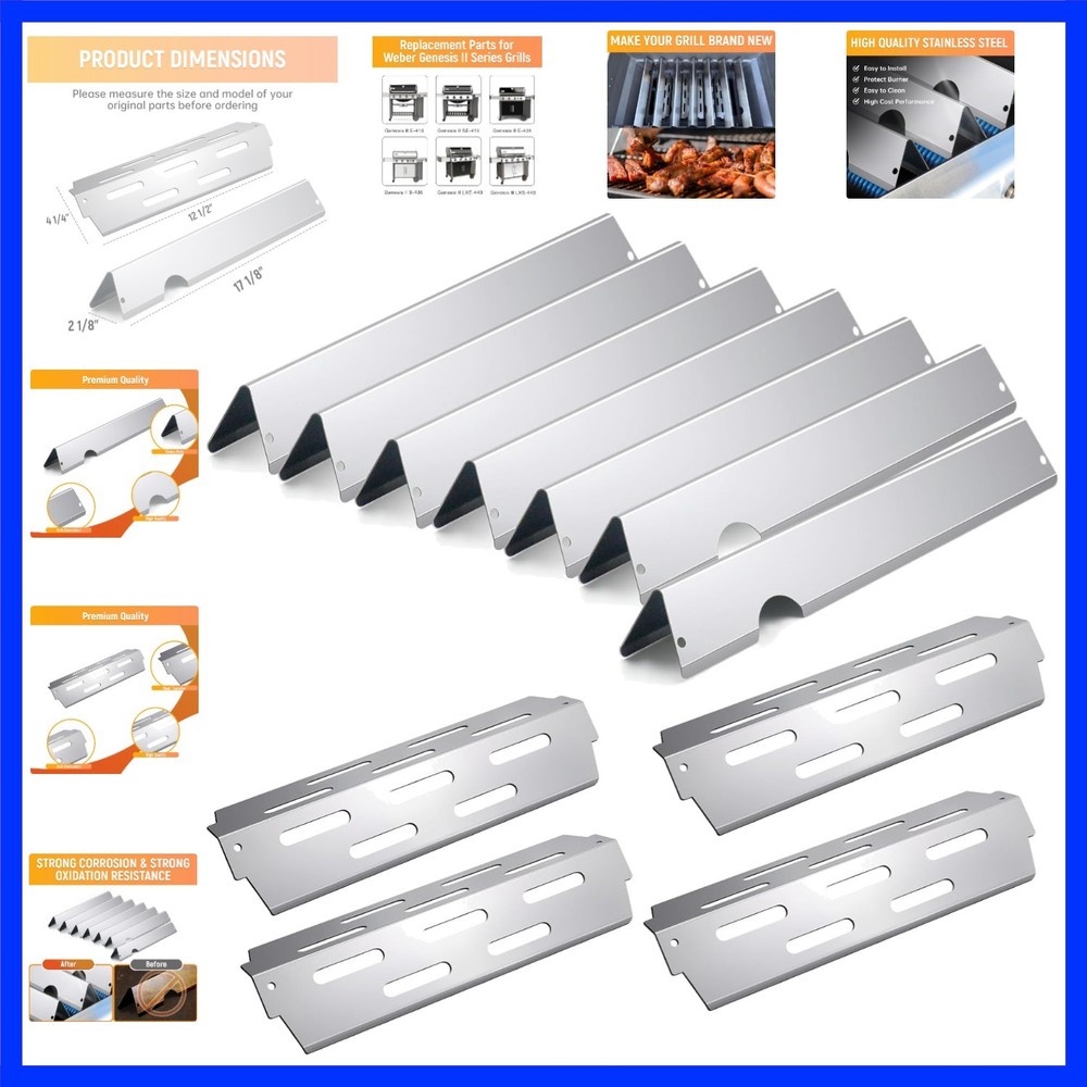 Grill Flavorizer Bars Heat Deflectors BBQ Gas Grill Replacement Parts for Web…