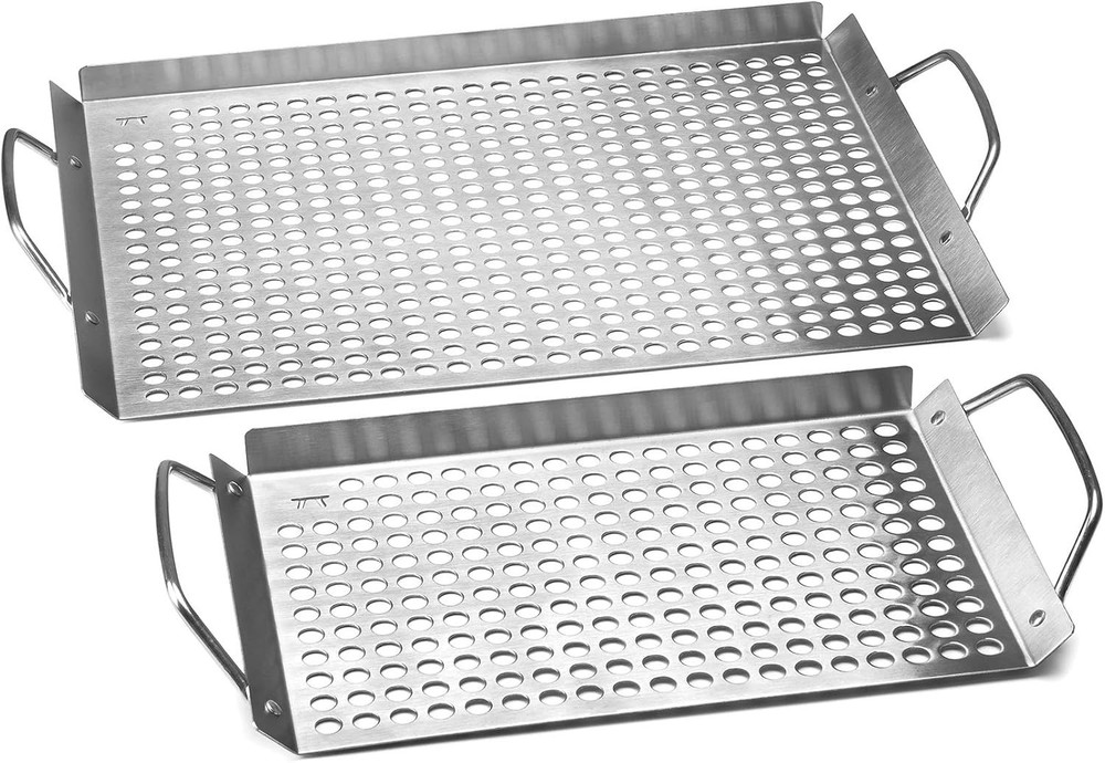 Stainless Steel Grill Trays, 11″x7″ and 11″x17″, Set of 2