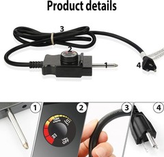 Power Cord for Masterbuilt Smoker Parts Analog Control Plug Dial Knob Temp Therm