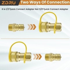 ZDRU 1/2 Inch Natural Gas Quick Connect Fittings with Male 0.84 inches, Gold