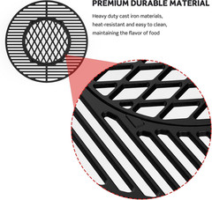 Cast Iron Sear Grate 11.8in Replacement for Weber 22in Grill BBQ Cooking Grid