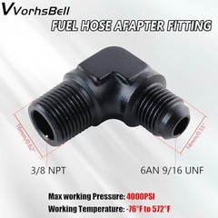 Male Flare to 3/8″ NPT Male 90 Degree Fitting Adapter 6AN 6AN to 3/8 NPT