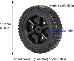 Faddare G206-0025-W1 6 Inch Grill Wheels Replacement Parts with Cover, 2Pcs