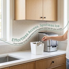1 Set White Plastic No Drill Ice Scoop Storage Bin Adhesive Cabinet Door Caddy