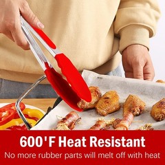 Silicone Kitchen Tongs for Cooking – 9+12 Inch Heat-Resistant Stainless Steel…