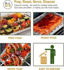 20-Pack 13″ × 8.6″ Food-Grade Aluminum Foil Disposable BBQ Grill Trays – Perfora