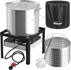 80QT Crawfish Boiler | Seafood Boiling Kit | Dustproof Cover & 16″ Skimmer