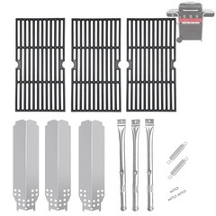 Grill Parts Kit 3-Pack Cast Iron Grates & Stainless Steel Burners for Charbroil