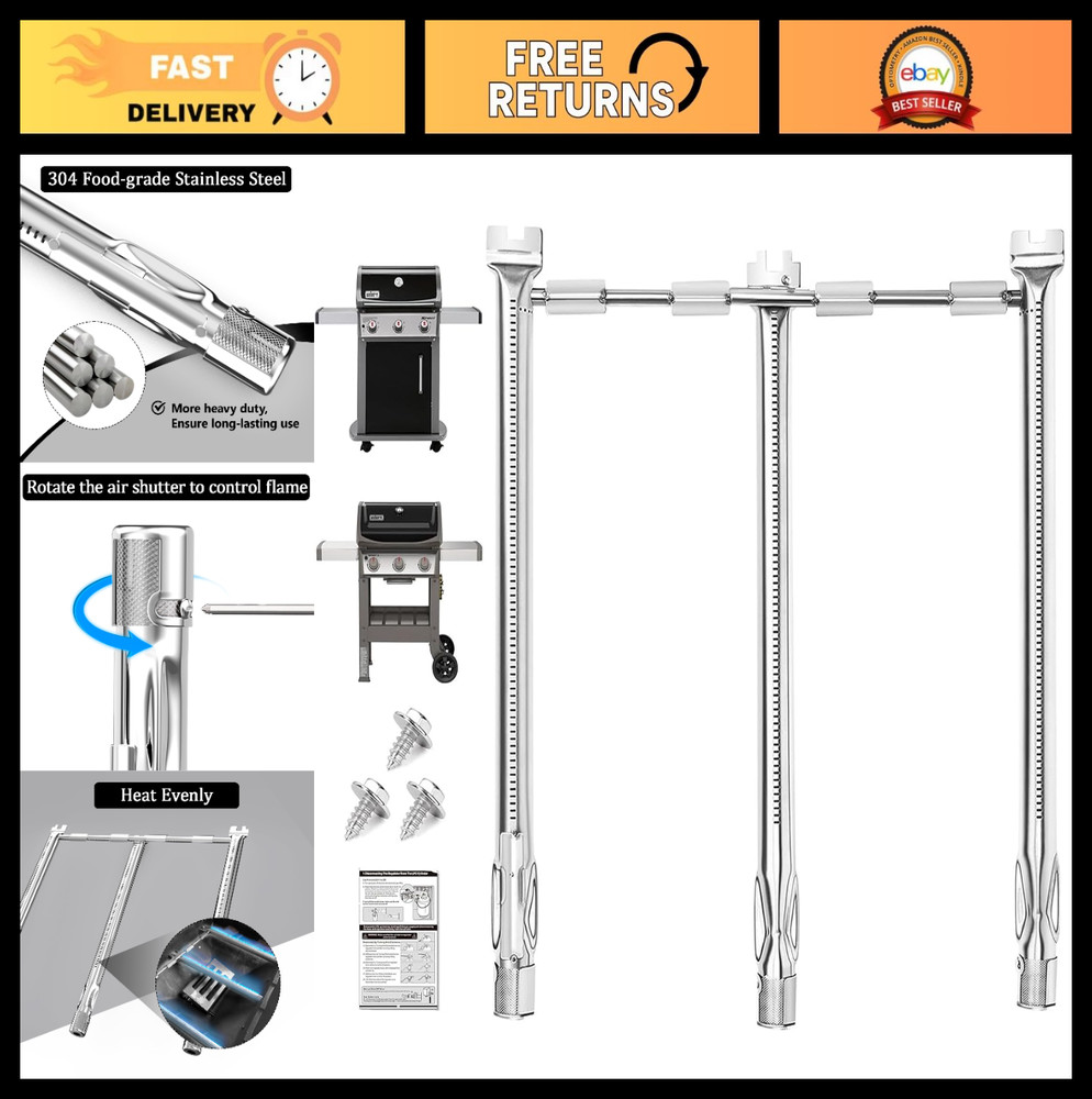 18″ Stainless Steel Grill Burner Replacement for Weber Spirit II & GS4 300 Serie