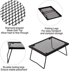 REDCAMP Folding Campfire Grill Heavy Duty Steel Grate, Portable Camp Fire Cookin