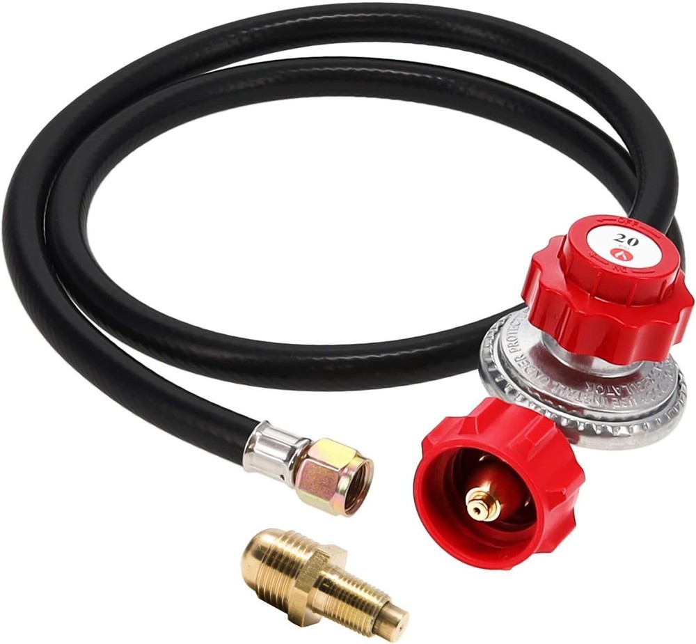 Regulador De Gas Propano 3/8 4 Pies y Manguera 0 a 20 PSI Ajustable Para Estufa
