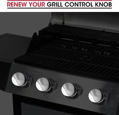 Grill Control Knob 4 Pack, Gas Burner Replacement, Chrome Plated Plastic with No