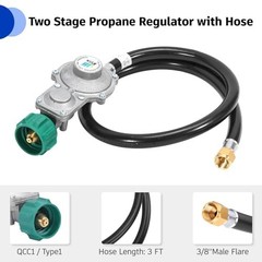 Two Stage Propane Regulator Hose 15FT QCC1 Type1 Gas Grill RV Generator BBQ