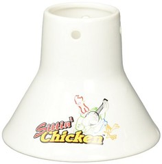 Primo Ceramic Charcoal Grill Smoker White Sittin Chicken Vertical Roaster 336