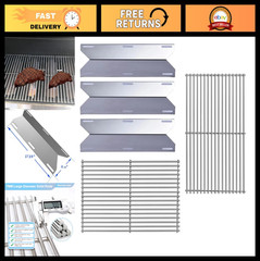 17.75” Stainless Steel Heat Plate & 19.25” Cooking Grids Replacement for Gas Gri