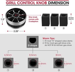 Grill Control Knob 4 Pack, Gas Burner Replacement, Chrome Plated Plastic with No