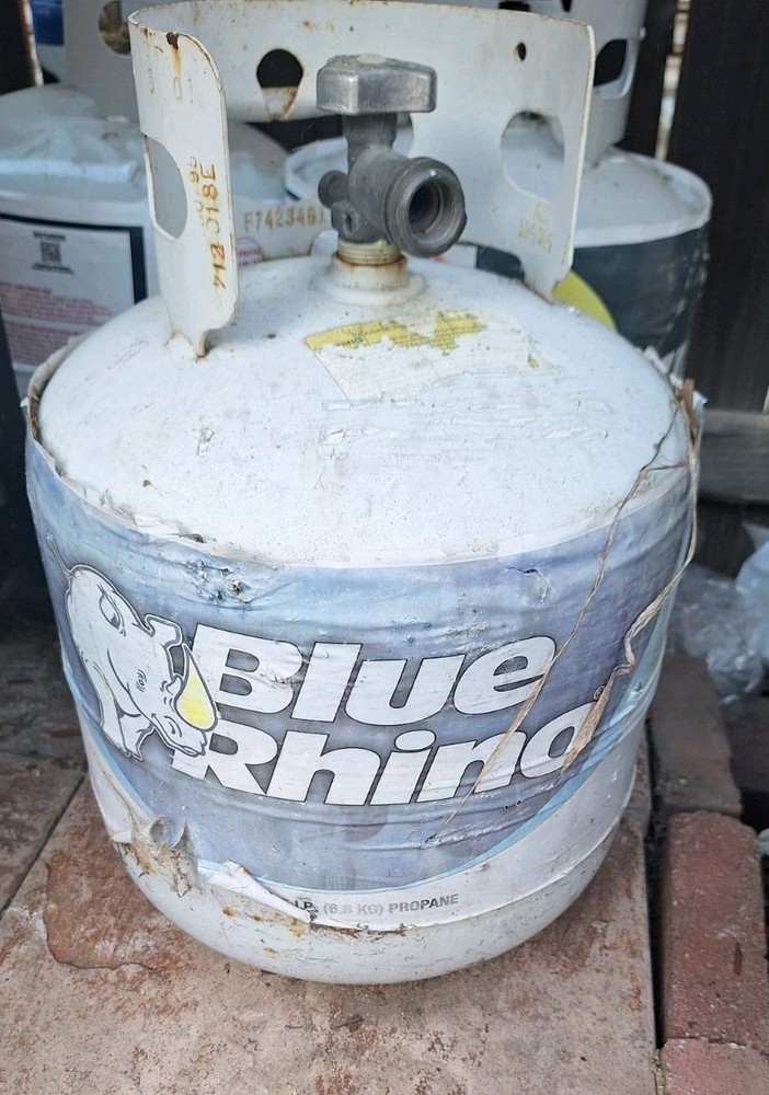 blue rhino propane tank, light gray, 15 lbs, Empty Tanks. Only 2 Left. Pick-up.