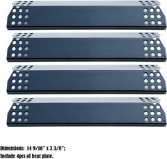 DP129 4-Pack Porcelain Steel Heat Shield Plates 14-9/16×3-3/8 for Gas Grills