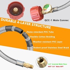 2-Stage Auto Changeover LP Propane Gas Regulator with 2×18″ Hoses & 4FT Assembly