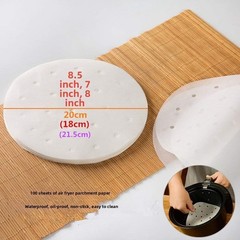 100 Pcs Perforated Steamer Paper for Air Fryer Oven Steaming Applications