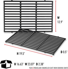 Weber Porcelain‑Enameled Cast‑Iron Cooking Grates 19.5″ X 12.9″ – Superior Heat