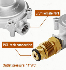 CALPOSE 2 Stage Propane Regulator with POL, Propane Tank Regulator for RV, Vans,