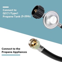 3.5FT Propane Regulator Hose with Gauge for BBQ Grill Patio Heater