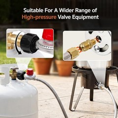 5FT 0-20 PSI QCC-1 3/8″ Propane Regulator with Hose Stainless Braided High BTU
