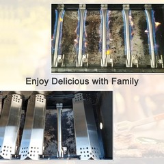 BBQ-Element Stainless Steel Grill Burner Tubes Replacement 5 Burner, Silver