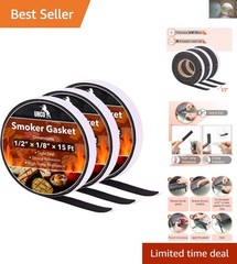 High-Temp Smoker Gasket Set – 3 Pack, 15 FT, 1/2″ x 1/8″ for Improved Cooking