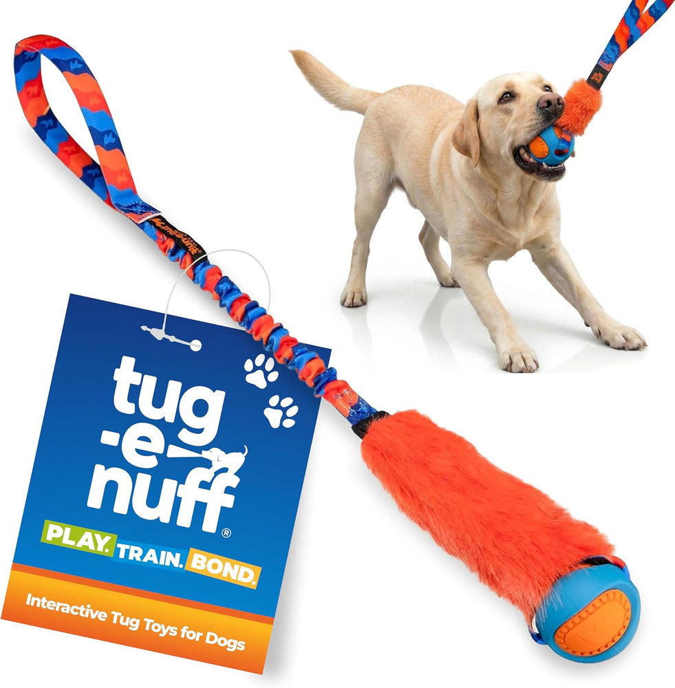 Fauxtastic Powerball Bungee, Durable, Faux-Fur Fetch & Tug of War Dog Toy with R