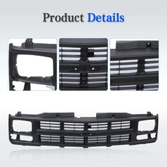 Front Grille Black Frame With Insert for 1994-2000 Chevrolet C/K 1500 2500 3500