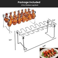 auisea Chicken Leg Rack for Grill 14 Slots – 2-Piece Set Professional Silver