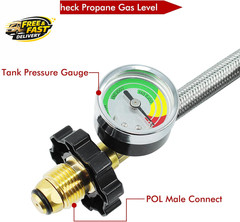 6FT Upgraded Braided Universal POL 1/4 Inch NPT & Inverted Male Flare Propane Ta